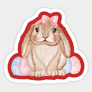 Bunny Pink Blue Eggs Sticker